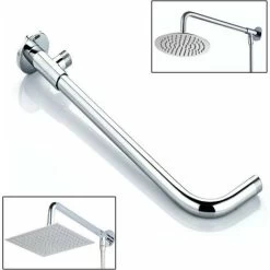 Stainless Steel Shower Head Arm With Silver Copper And Polished Chrome Bracket For Rain Shower Head Comes LO-Ron -Comfort Bathroom Store 100156074 3
