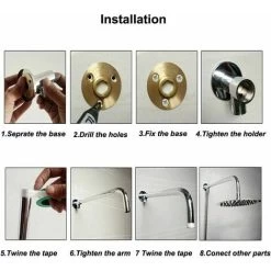 Stainless Steel Shower Head Arm With Silver Copper And Polished Chrome Bracket For Rain Shower Head Comes LO-Ron -Comfort Bathroom Store 100156074 4