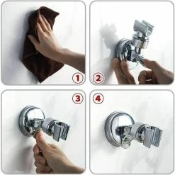 Removable Adjustable Shower Head Holder Suction Cup Shower Wall Mount Reusable Shower Head Holder No Drill Waterproof -Comfort Bathroom Store 100165872 3