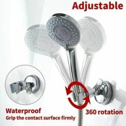 Removable Adjustable Shower Head Holder Suction Cup Shower Wall Mount Reusable Shower Head Holder No Drill Waterproof -Comfort Bathroom Store 100165872 4