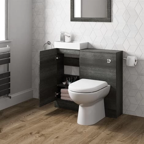 Aurora Modern Bathroom Toilet & Basin Sink Vanity Unit 900mm Charcoal Finish 4 Aurora Modern Bathroom Toilet & Basin Sink Vanity Unit 900mm Charcoal Finish - Image 2