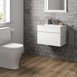 600mm Bathroom Basin Sink Vanity Unit Wall Hung Cabinet Gloss White -Comfort Bathroom Store 10405524 3