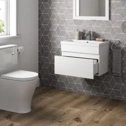 600mm Bathroom Basin Sink Vanity Unit Wall Hung Cabinet Gloss White -Comfort Bathroom Store 10405524 4