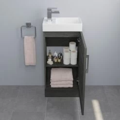 Aurora Bathroom Basin Sink Vanity Unit 400mm Contemporary Charcoal Grey -Comfort Bathroom Store 10405556 3