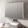 Aurora 900mm Bathroom Mirror Cabinet Three Door Cupboard Wall Hung White -Comfort Bathroom Store 10405566 1