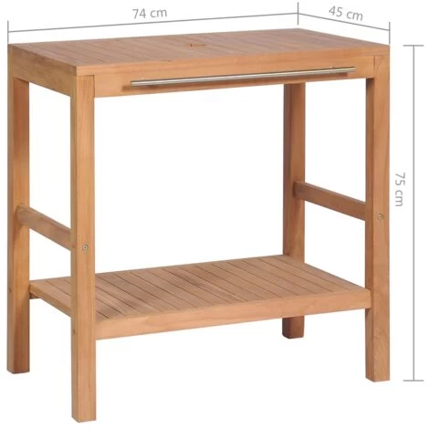 Bathroom Vanity Cabinet Solid Teak 74x45x75 Cm VidaXL 5 Bathroom Vanity Cabinet Solid Teak 74x45x75 Cm VidaXL - Image 3