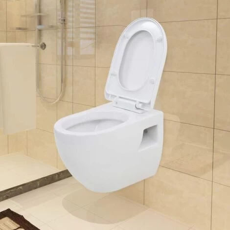 Wall-Hung Toilet Ceramic White VidaXL 4 Wall-Hung Toilet Ceramic White VidaXL - Image 2