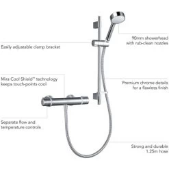 Mira Relate EV Mixer Shower Thermostatic 90mm Head Chrome Modern 2.1878.001 -Comfort Bathroom Store 11326062 3