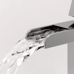 Modern Cloakroom Mono Basin Sink Mixer Tap Brass Waterfall Spout Square Chrome -Comfort Bathroom Store 11482195 3