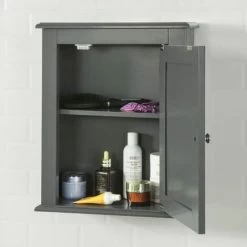 SoBuy Wood Wall Mounted Bathroom Storage Cabinet With Door Grey FRG203-DG 9 SoBuy Wood Wall Mounted Bathroom Storage Cabinet With Door Grey FRG203-DG -Comfort Bathroom Store 11751725 3