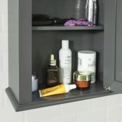 SoBuy Wood Wall Mounted Bathroom Storage Cabinet With Door Grey FRG203-DG 10 SoBuy Wood Wall Mounted Bathroom Storage Cabinet With Door Grey FRG203-DG -Comfort Bathroom Store 11751725 4
