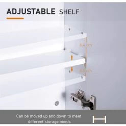 HOMCOM Wall Mounted Mirror Cabinet Storage Cupboard Shelf Bathroom Double Door 60Wx15Dx75H (cm) -Comfort Bathroom Store 1179799 3