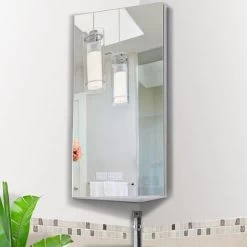 HOMCOM Bathroom Corner Wall Mirror Storage Cabinet Cupboard Stainless Steel -Comfort Bathroom Store 1180001 3
