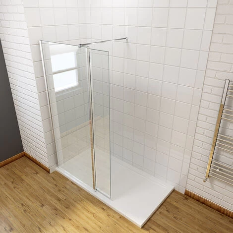 ELEGANT 1000mm Frameless Wet Room Shower Screen Panel 8mm Easy Clean Glass Walk In Shower Enclosure With 300mm Return Panel And Support Bar 3 ELEGANT 1000mm Frameless Wet Room Shower Screen Panel 8mm Easy Clean Glass Walk In Shower Enclosure With 300mm Return Panel And Support Bar