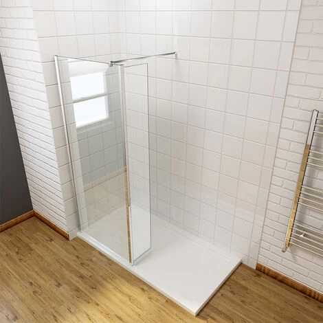 ELEGANT 1000mm Frameless Wet Room Shower Screen Panel 8mm Easy Clean Glass Walk In Shower Enclosure With 300mm Return Panel And Support Bar 4 ELEGANT 1000mm Frameless Wet Room Shower Screen Panel 8mm Easy Clean Glass Walk In Shower Enclosure With 300mm Return Panel And Support Bar - Image 2