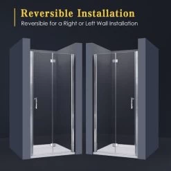 ELEGANT 800mm Bifold Shower Door Glass Shower Enclosure Reversible Folding Shower Door -Comfort Bathroom Store 11939804 4