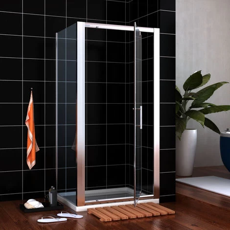 ELEGANT 760 X 760 Mm Pivot Hinge Shower Enclosure 5mm Safety Glass Shower Screen Reversible Cubicle Door With Side Panel Set 4 ELEGANT 760 X 760 Mm Pivot Hinge Shower Enclosure 5mm Safety Glass Shower Screen Reversible Cubicle Door With Side Panel Set - Image 2