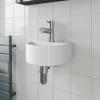 Cloakroom Wall Hung Basin Sink Hand Wash Round 1 Tap Hole White Modern Bathroom