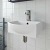 Bathroom Wall Hung Basin Hand Wash Sink 1 Tap Hole White Gloss Cloakroom Modern 1 Bathroom Wall Hung Basin Hand Wash Sink 1 Tap Hole White Gloss Cloakroom Modern -Comfort Bathroom Store 12024020 1