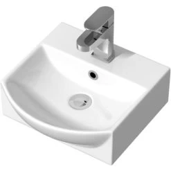 Bathroom Wall Hung Basin Hand Wash Sink 1 Tap Hole White Gloss Cloakroom Modern 8 Bathroom Wall Hung Basin Hand Wash Sink 1 Tap Hole White Gloss Cloakroom Modern -Comfort Bathroom Store 12024020 3