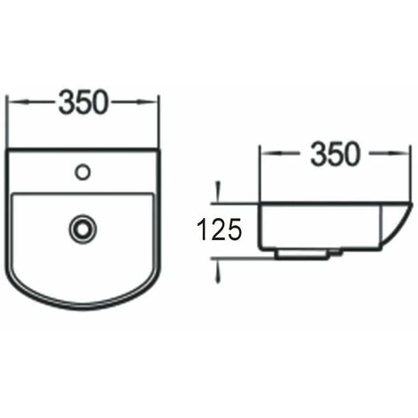 Bathroom Wall Hung Basin Hand Wash Sink 1 Tap Hole White Gloss Cloakroom Modern 6 Bathroom Wall Hung Basin Hand Wash Sink 1 Tap Hole White Gloss Cloakroom Modern - Image 4