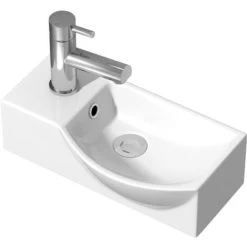 Bathroom Wall Hung Basin Corner Hand Wash Sink 1 Tap Hole White Cloakroom Modern -Comfort Bathroom Store 12024021 3