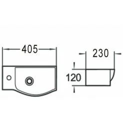 Bathroom Wall Hung Basin Corner Hand Wash Sink 1 Tap Hole White Cloakroom Modern -Comfort Bathroom Store 12024021 4
