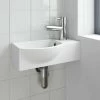 Cloakroom Wall Hung Basin Corner Hand Wash Sink 1 Tap Hole White Bathroom Modern 2 Cloakroom Wall Hung Basin Corner Hand Wash Sink 1 Tap Hole White Bathroom Modern -Comfort Bathroom Store 12024022 1