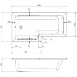 Modern 1600mm Left Hand L Shaped Shower Bath Only Bathtub Acrylic Bathroom Tub -Comfort Bathroom Store 12276305 4