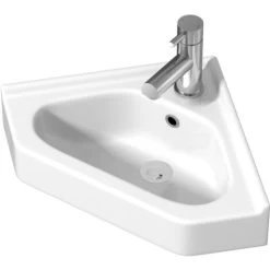 Cloakroom Corner Wall Hung Basin Sink Hand Wash 1 Tap Hole White Bathroom Modern -Comfort Bathroom Store 12953555 4