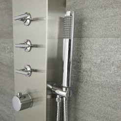 Milano Niagara - Modern Exposed Thermostatic Shower Tower Panel With Rainfall Shower Head&44 Body Jets&44 Hand Shower Handset And Waterblade Function - Chrome -Comfort Bathroom Store 1302739 4