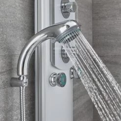 Milano Baya - Modern Exposed Aluminium Thermostatic Shower Tower Panel With Rainfall Shower Head&44 Hand Shower Handset And Body Jets - Chrome -Comfort Bathroom Store 1302744 4