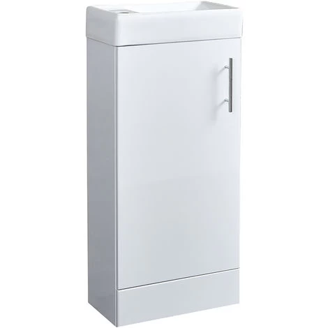 Milano Lurus - Modern 400mm Bathroom Cloakroom Vanity Unit With Basin - White (Floorstanding) 3 Milano Lurus - Modern 400mm Bathroom Cloakroom Vanity Unit With Basin - White (Floorstanding)