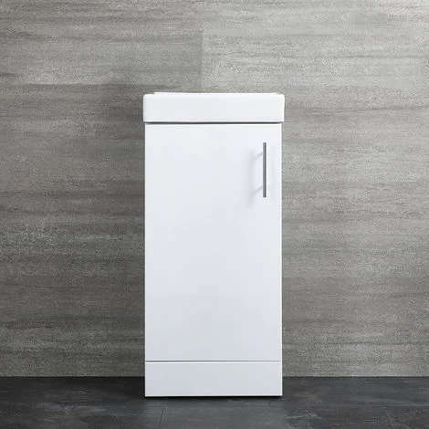 Milano Lurus - Modern 400mm Bathroom Cloakroom Vanity Unit With Basin - White (Floorstanding) 4 Milano Lurus - Modern 400mm Bathroom Cloakroom Vanity Unit With Basin - White (Floorstanding) - Image 2