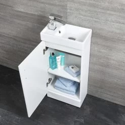 Milano Lurus - Modern 400mm Bathroom Cloakroom Vanity Unit With Basin - White (Floorstanding) 8 Milano Lurus - Modern 400mm Bathroom Cloakroom Vanity Unit With Basin - White (Floorstanding) -Comfort Bathroom Store 1303684 3