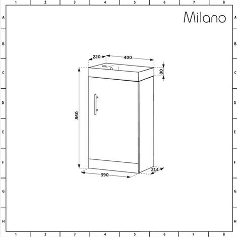Milano Lurus - Modern 400mm Bathroom Cloakroom Vanity Unit With Basin - White (Floorstanding) 6 Milano Lurus - Modern 400mm Bathroom Cloakroom Vanity Unit With Basin - White (Floorstanding) - Image 4