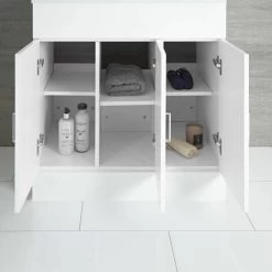 Milano Ren - Modern White Bathroom Floorstanding Vanity Unit With 1 Tap Hole Basin - 810mm -Comfort Bathroom Store 1304839 4
