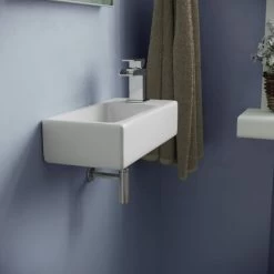 360mm Bathroom Wall Hung Cloakroom Ceramic Compact Basin Sink Right Hand -Comfort Bathroom Store 13068798 3