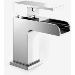 Ozone Contemporary Chrome Waterfall Bathroom Basin Mixer Tap & Waste -Comfort Bathroom Store 13068992 3