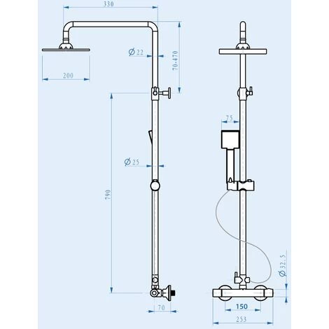 Rosa Dual Control Square Slim Head Thermostatic Shower Mixer & Easy Fitting Kit 5 Rosa Dual Control Square Slim Head Thermostatic Shower Mixer & Easy Fitting Kit - Image 3