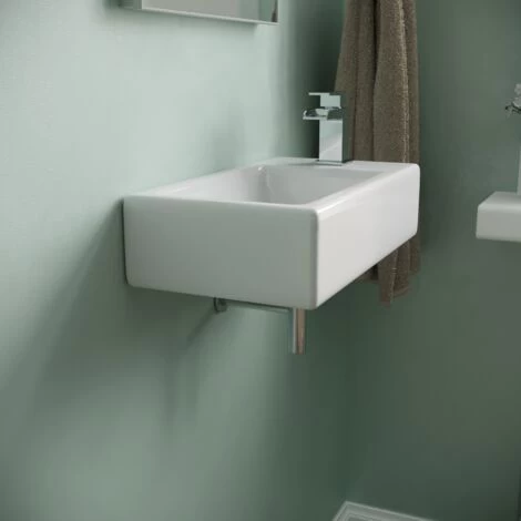 Tulla 455 X 250mm Large Rectangle Wall Hung Cloakroom Basin Sink 5 Tulla 455 X 250mm Large Rectangle Wall Hung Cloakroom Basin Sink - Image 3