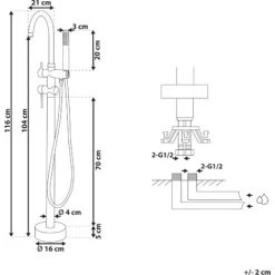 Modern Freestanding Tub Bath Faucet Mixer Tap Brass Gloss Gold Tugela -Comfort Bathroom Store 13134504 3