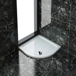 ELEGANT 800 X 800 X 40 Mm Quadrant Stone Tray For Bathroom Shower Enclosure Corner Glass Door And Waste Trap