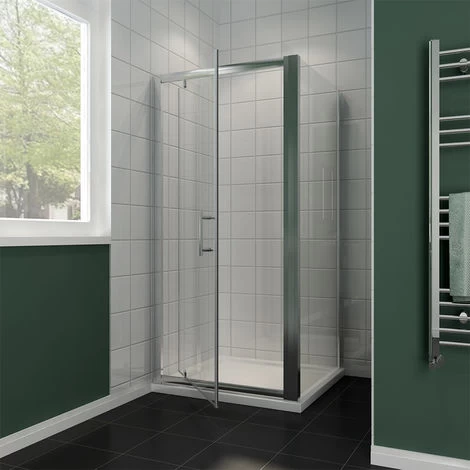 ELEGANT Pivot Hinge Shower Enclosure 700 X 700 Mm Reversible Safety Glass Shower Screen Cubicle With Side Panel 4 ELEGANT Pivot Hinge Shower Enclosure 700 X 700 Mm Reversible Safety Glass Shower Screen Cubicle With Side Panel - Image 2
