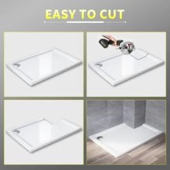 ELEGANT Rectangular 1100 X 800 X 40 Mm Stone Tray For Shower Enclosure Cubicle + Waste Trap -Comfort Bathroom Store 13461520 3