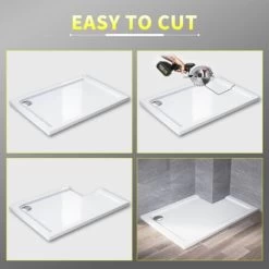 ELEGANT Rectangular 1200 X 700 X 40 Mm Stone Tray For Shower Enclosure Cubicle + Waste Trap -Comfort Bathroom Store 13461535 3