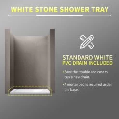 ELEGANT Rectangular 1200 X 700 X 40 Mm Stone Tray For Shower Enclosure Cubicle + Waste Trap -Comfort Bathroom Store 13461535 5