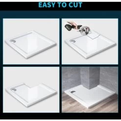 ELEGANT 900 X 900 X 40 Mm Square Stone Tray + Waste Trap -Comfort Bathroom Store 13461622 3