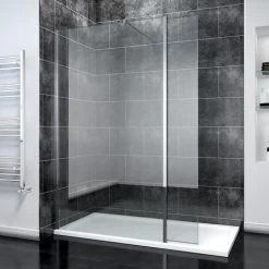 ELEGANT 1200mm Walk In Wetroom Shower Enclosure 8mm Easy Clean Glass Screen Panel With 300mm Return Panel