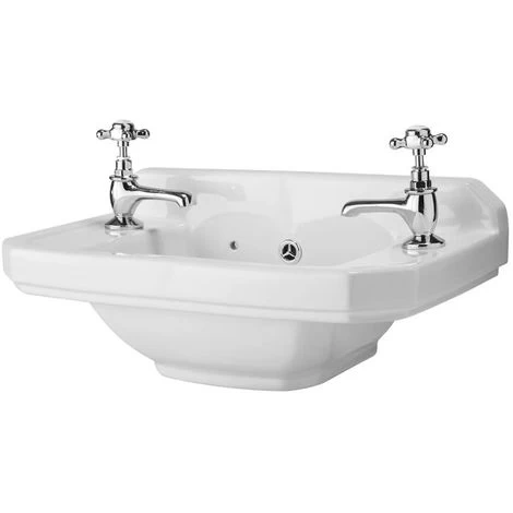Milano Richmond - Traditional White Ceramic Bathroom Cloakroom Basin Sink And Washstand With Two Tap Holes And Integral Towel Rail - 515mm X 300mm 5 Milano Richmond - Traditional White Ceramic Bathroom Cloakroom Basin Sink And Washstand With Two Tap Holes And Integral Towel Rail - 515mm X 300mm - Image 3